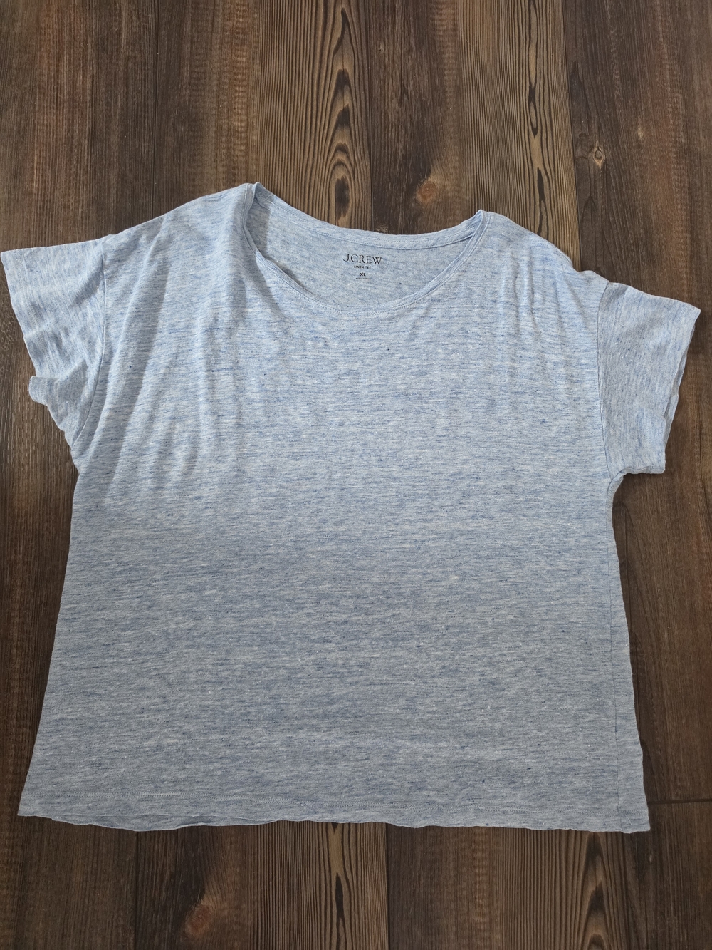 J. Crew Heather  Blue Linen Short Sleeve Crewneck Tee XL